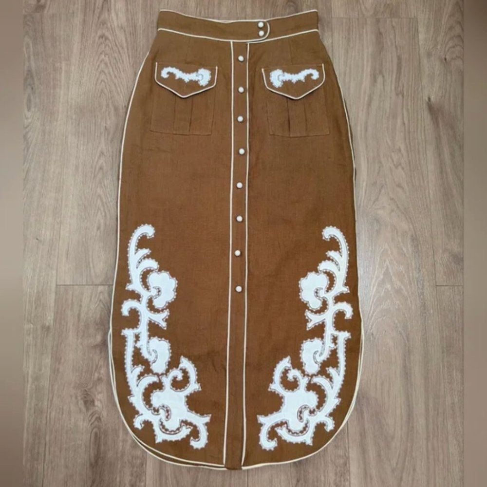 ALEMAIS RUBY APPLIQUE SKIRT